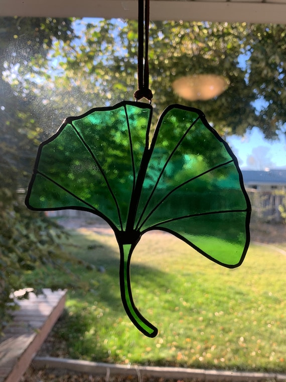 Stained Glass Ginkgo Leaf 5 Inches by 5 1/2 Inches Ginkgo Etsy