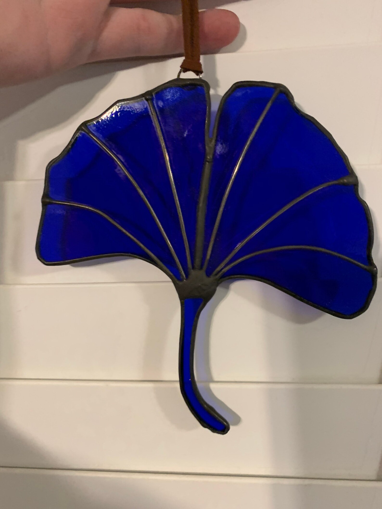 Blue Stained Glass Ginkgo Leaf 5 Inches by 5 1/2 Inches Etsy