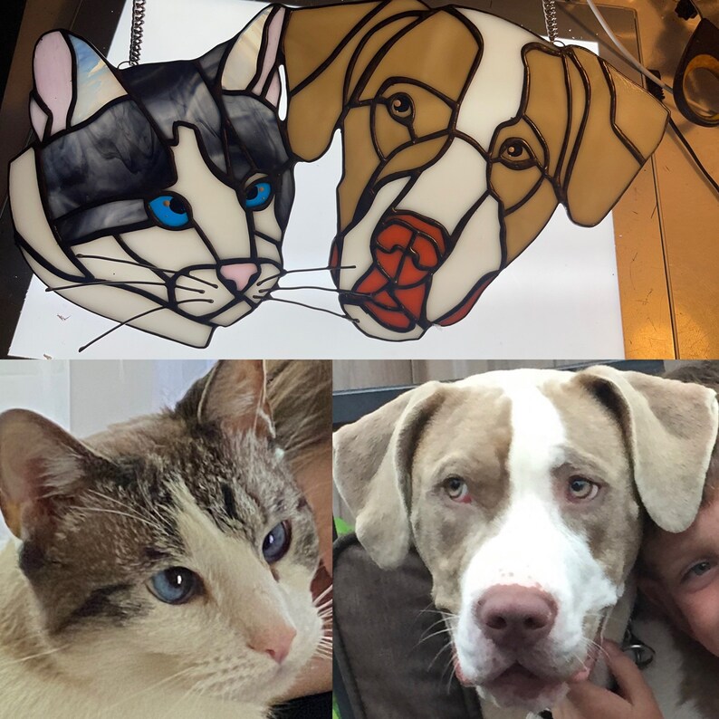 2 Pets Together Custom Pet Stained Glass Turn Your Pet Into Etsy