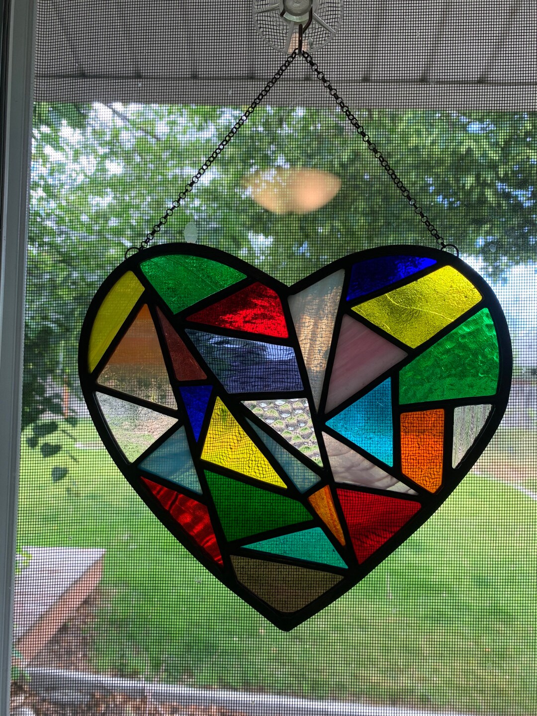 Heart Suncatcher, 3D Sea Stained Glass Upcycled Art 