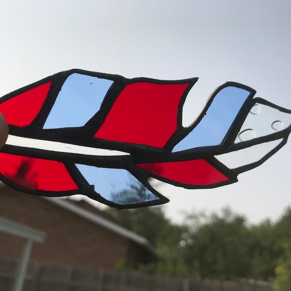 Feather Stained Glass, Glass, Suncatcher, Sun Catcher