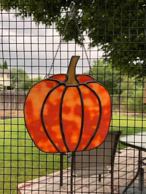 Stained Glass Pumpkin Pumpkin Stained Glass Pumpkin | Etsy