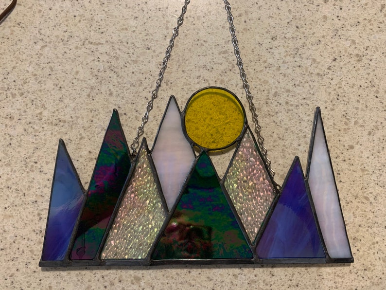 7 Inch Rocky Mountain Stained Glass Smokey Mountains Stained Etsy
