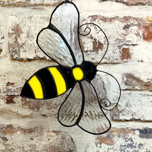Stained glass bumblebee, bee suncatcher, stained glass bee