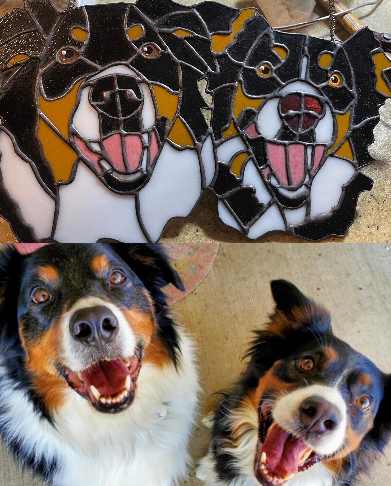 2 Pets Together Custom Pet Stained Glass Turn Your Pet Into Etsy