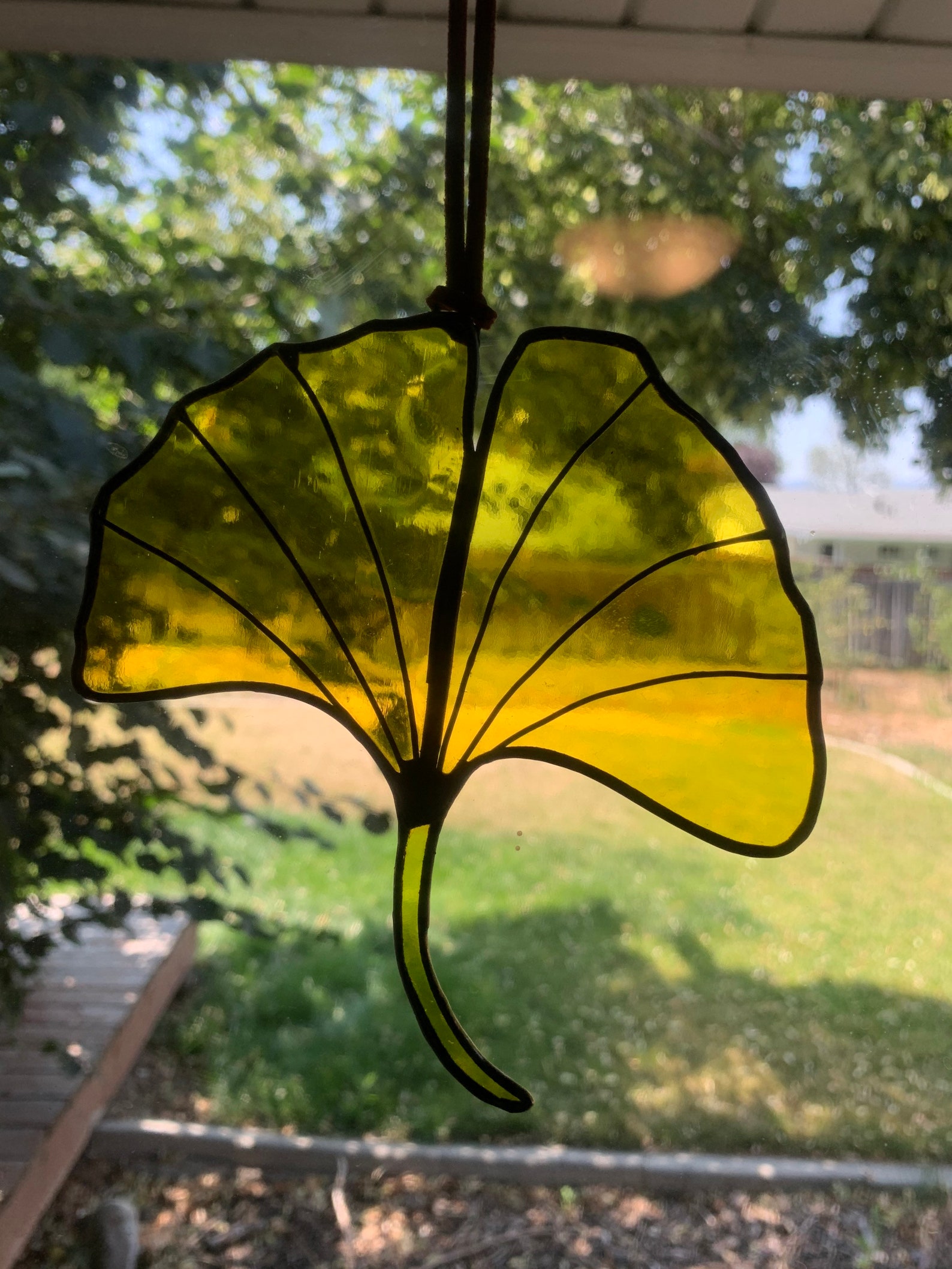 Yellow Stained Glass Ginkgo Leaf 5 Inches by 5 1/2 Inches Etsy