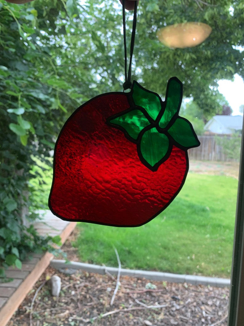 Stained Glass Strawberry Strawberry Stained Glass Strawberry Etsy