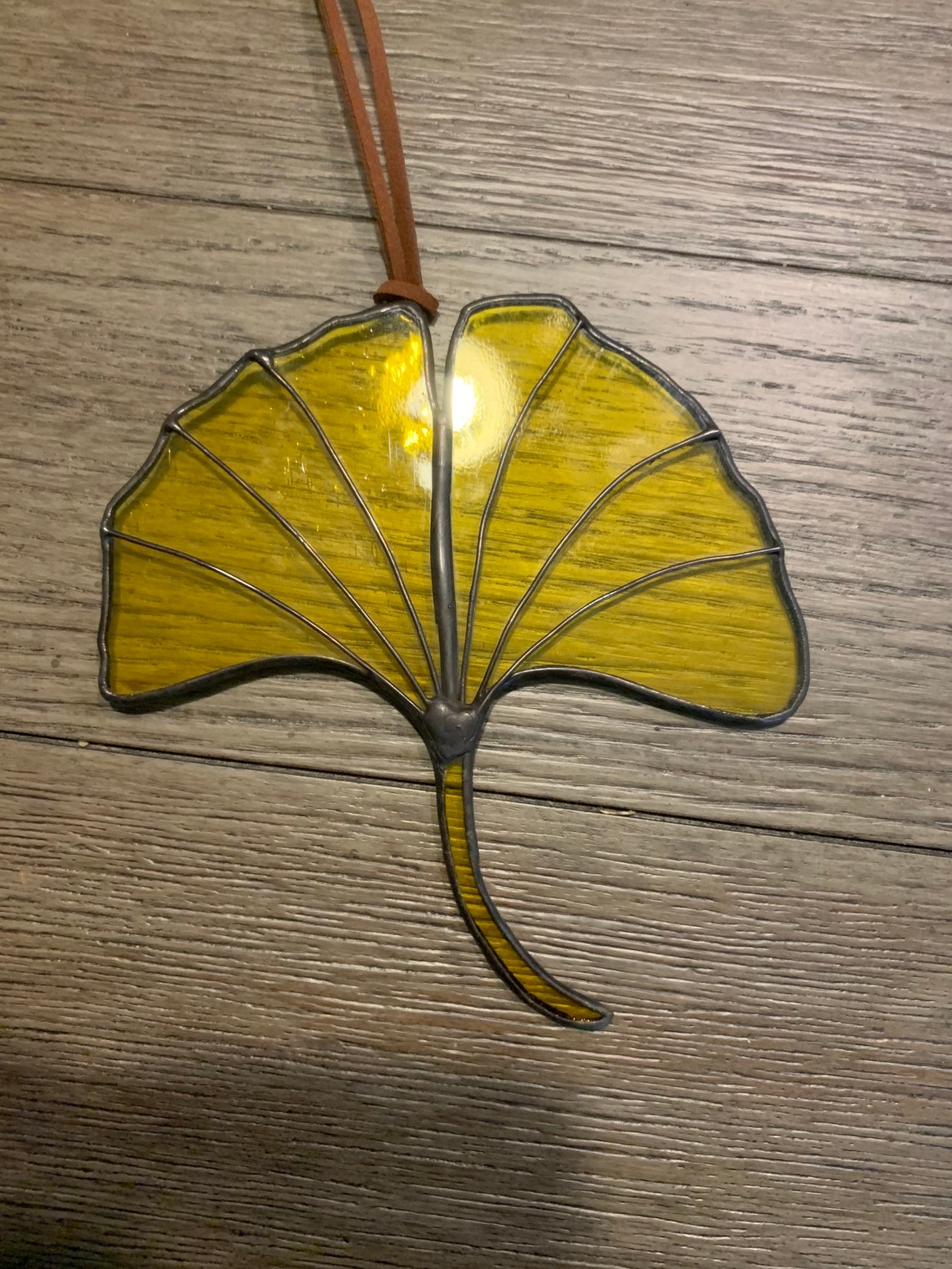 Yellow Stained Glass Ginkgo Leaf 5 Inches by 5 1/2 Inches Etsy