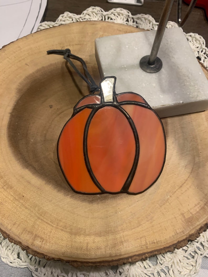 Pumpkin stained glass suncatcher fall decor glass pumpkin | Etsy