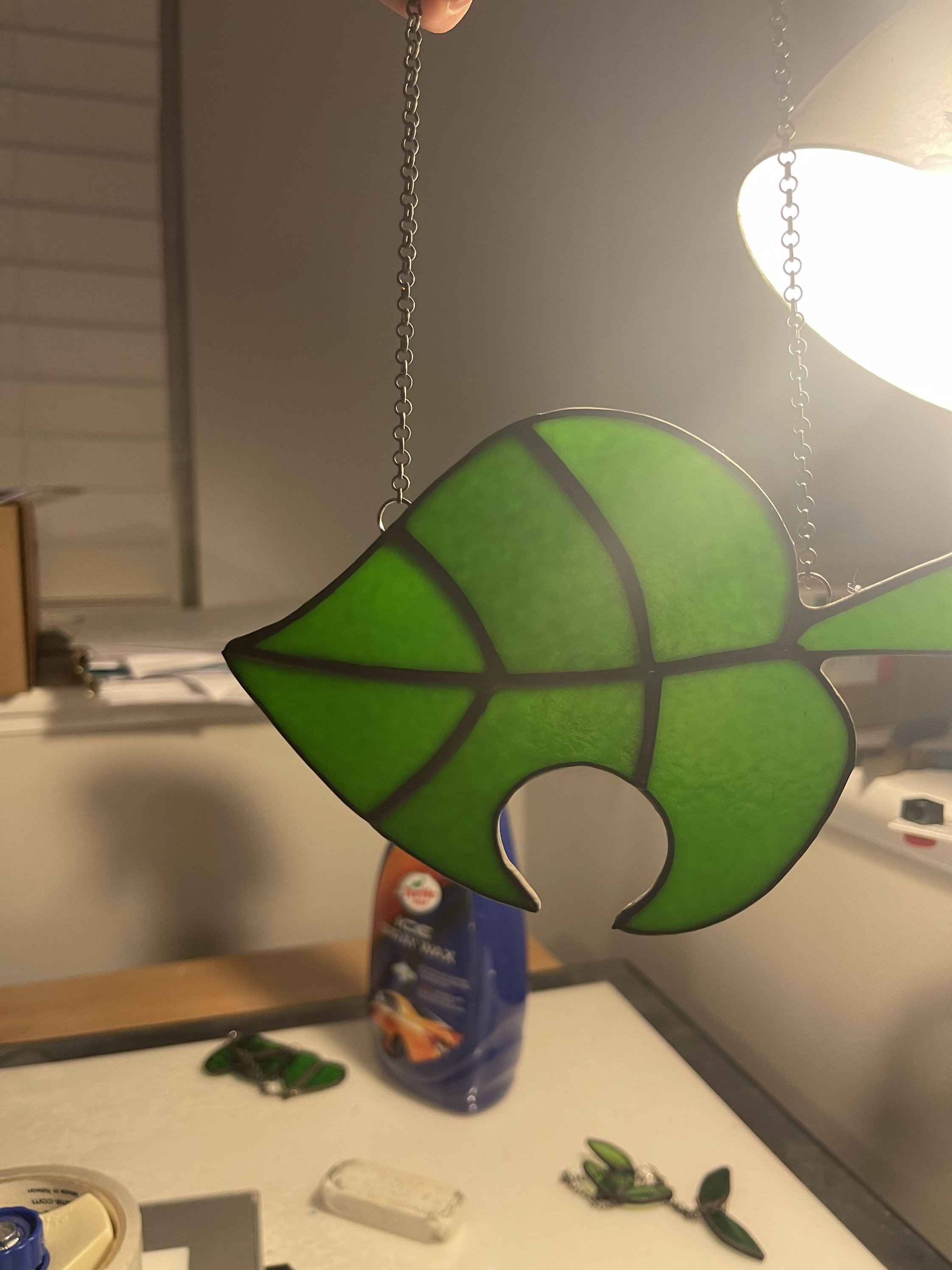 Stained Glass Animal Crossings Inspired Leaf Leaf Suncatcher Etsy