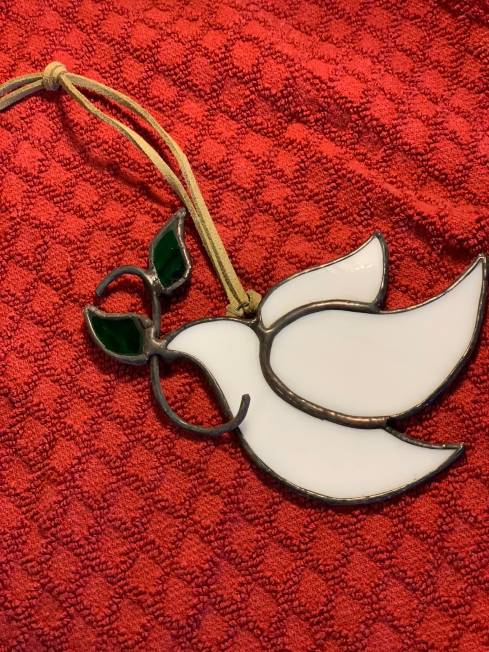 Stained Glass Dove Ornament, White and Green Glass, Christmas Decor - Etsy