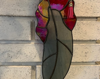 Large Feather Stained Glass, 11 inch Suncatcher, Feather Suncatcher, Sun Catcher, feather, glass feather, stained glass feather