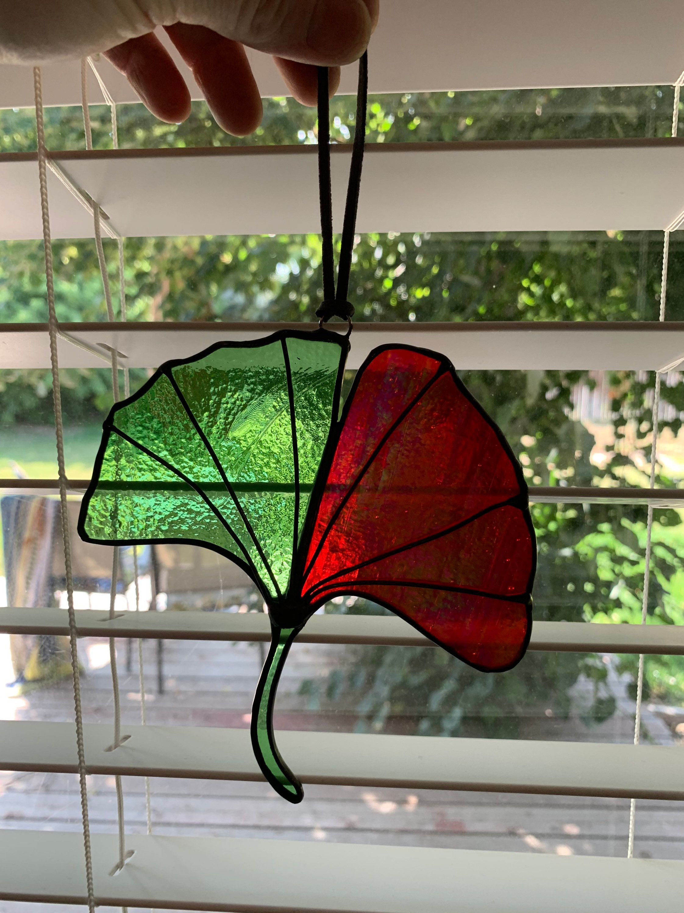 Stained Glass Ginkgo Leaf 5 Inches by 5 1/2 Inches Ginko Leaf Etsy