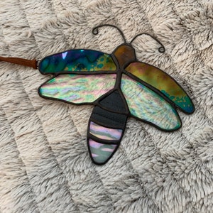 Stained glass firefly , firefly suncatcher, stained glass firefly, lightning bug, gift idea, iridescent firefly, iridescent lightning bug