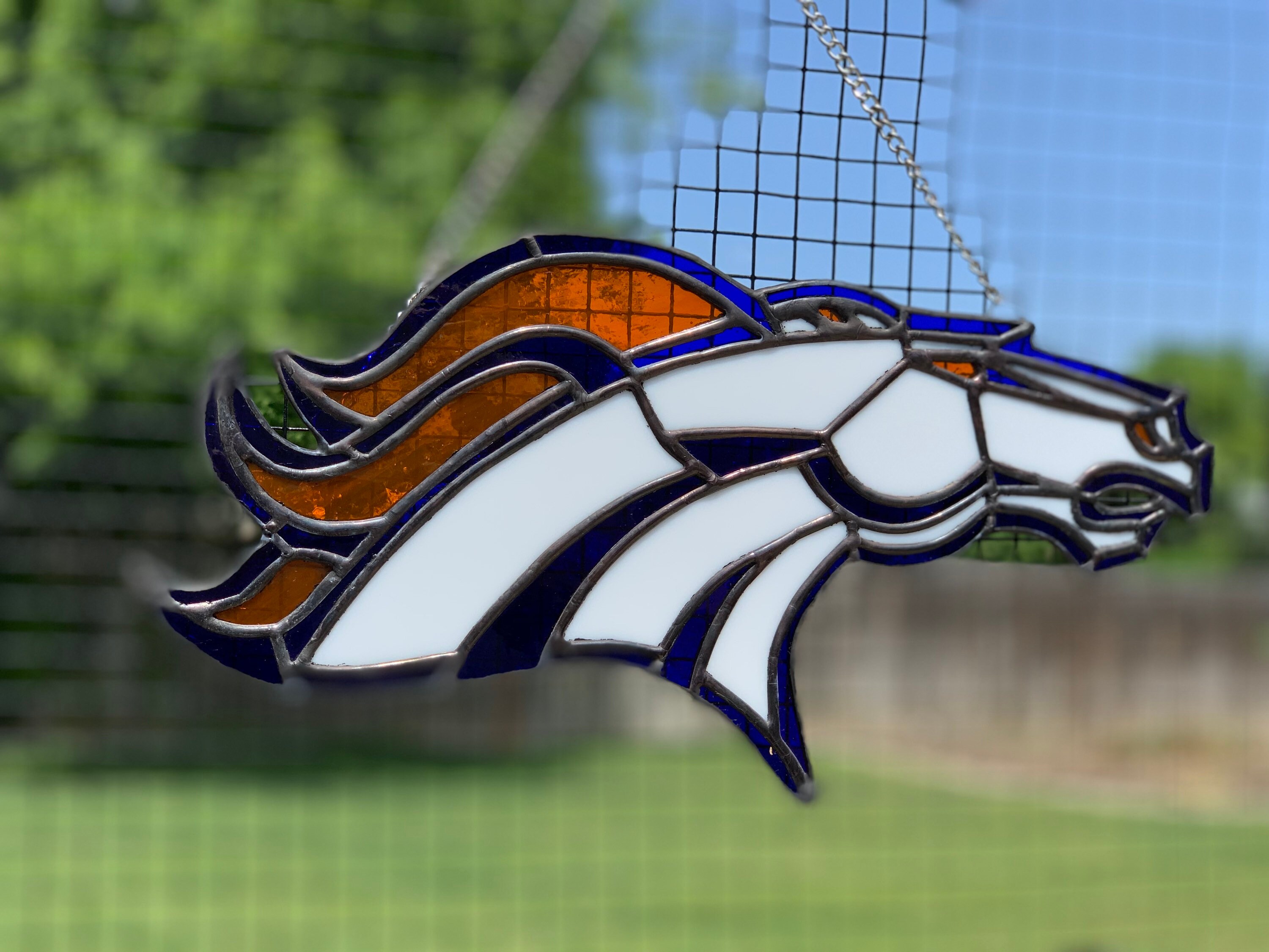 12 1/2 x 7 inch Stained Glass Denver Broncos Broncos Stained Etsy