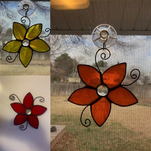 You choose your color and size Stained glass flower, 3-6 inch flower, stained glass decorative flower, glass flower, flower suncatcher