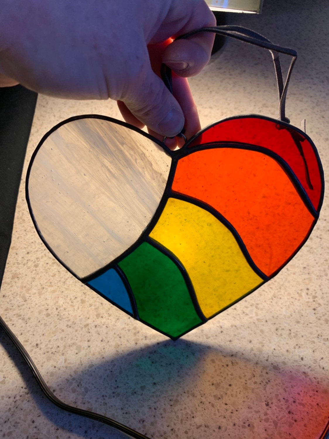 Stained Glass Heart Rainbow Stained Glass Heart Rainbow Etsy