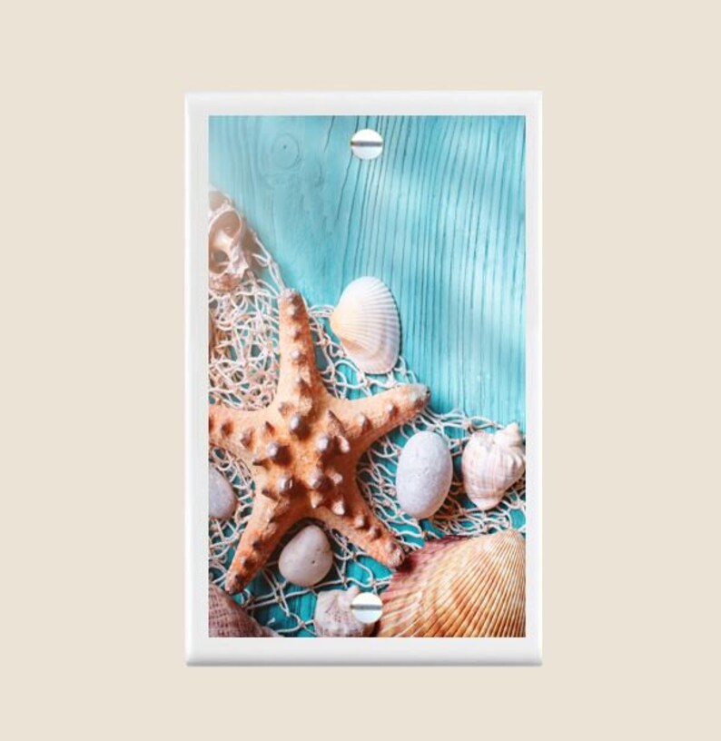 Decorative Decoupage Light Switch Covers Sea Shells on the Dune
