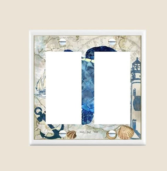Ocean Mosaic Sea Shell #1 Themed Light Switch Cover Choose Your Cover
