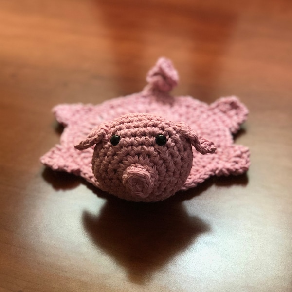 Crochet Pig Coaster **Pattern Only**