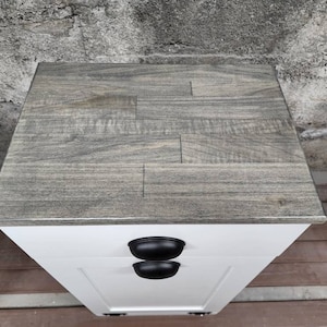 Trash Can Cabinet With Drawer, Recycling Bin, Laundry Or Dog Food Storage, Modern Farmhouse Waste Cabinet, Tall White Shaker Kitchen Cabinet Gray Stain