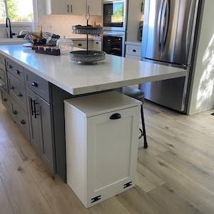 Trash Can Cabinet, Recycling Bin, Laundry Cabinet, Dog Food Storage Cabinet, Modern Farmhouse Waste Cabinet, White Shaker Kitchen Cabinet