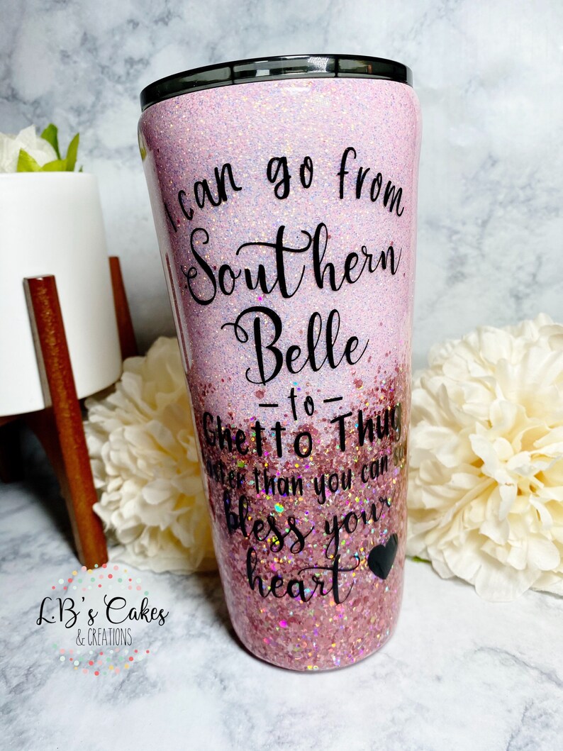 Pink Glitter Tumbler Cute Sayings Southern Girl Etsy