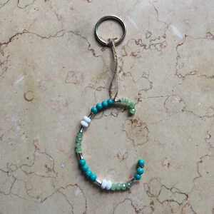Monogram beaded Letter Initial Keychain