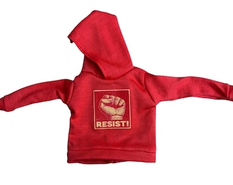 Felpa con cappuccio di protesta delle dimensioni della bambola Barbie RESISTI al fascismo con un pugno