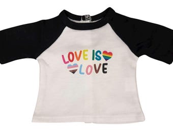 T-shirt met afbeelding voor pop 18" LOVE is LOVE Justice Inclusion Protest Anti Trump