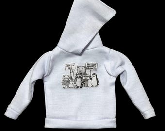 Felpa taglia bambola Barbie Protesta FDT Abolire Ice Freedom Resistere Insistere Perseverare Arruolarsi