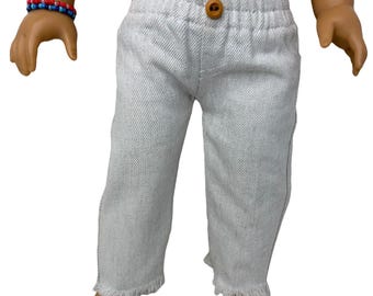 Jeans strappati per bambole da 18" con PIÙ due braccialetti di perline fatti a mano adatti alle bambole American Girl e bambole di dimensioni simili, BJD, OG