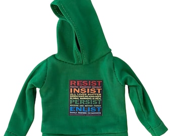 Felpa con cappuccio taglia bambola Barbie Protesta Resisti Insisti Persevera Arruolati