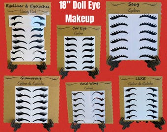 Ciglia eyeliner per trucco bambola adatte a bambole American Girl da 18 pollici, decalcomanie rimovibili di alta qualità