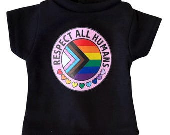 18-inch T-shirt voor poppen Respecteer alle mensen All-inclusive Justice Protest Anti-Trump grafisch T-shirt