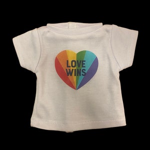 18” Doll Graphic T-Shirt LOVE WINS Rainbow Heart fits American Girl Dolls