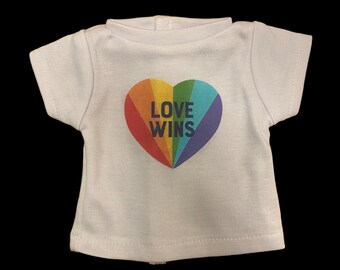 18” Doll Graphic T-Shirt LOVE WINS Rainbow Heart fits American Girl Dolls
