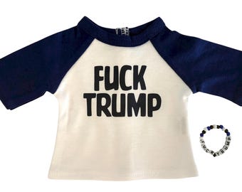 18" pop FDT raglanshirt F*ck Trump Political Protest Anti Trump-afbeelding met aangepaste armband