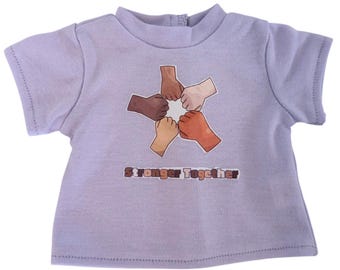 18” Doll Political Protest Fists Stronger Together Multicultural Anti Trump Graphic T-Shirt