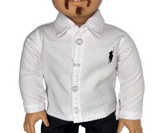 Camicia bianca finta con bottoni da 18 pollici per bambole, adatta alle bambole American Girl e bambole di dimensioni simili