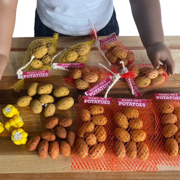 1:3 Scale Doll Food Potatoes, Sweet Potatoes, Corn For 18” American Girl Dolls and Similar size Teddy Bears & Plush Toys