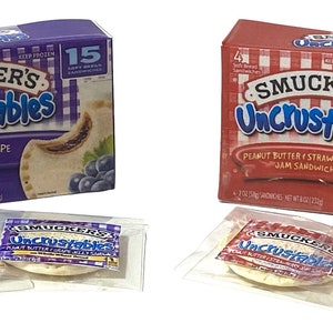 1:3 Scale Peanut Butter & Jelly Sandwiches Uncrustables for 18” Doll