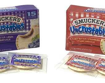 1:3 Scale Peanut Butter & Jelly Sandwiches Uncrustables for 18” Doll, 14” Doll, and BJD