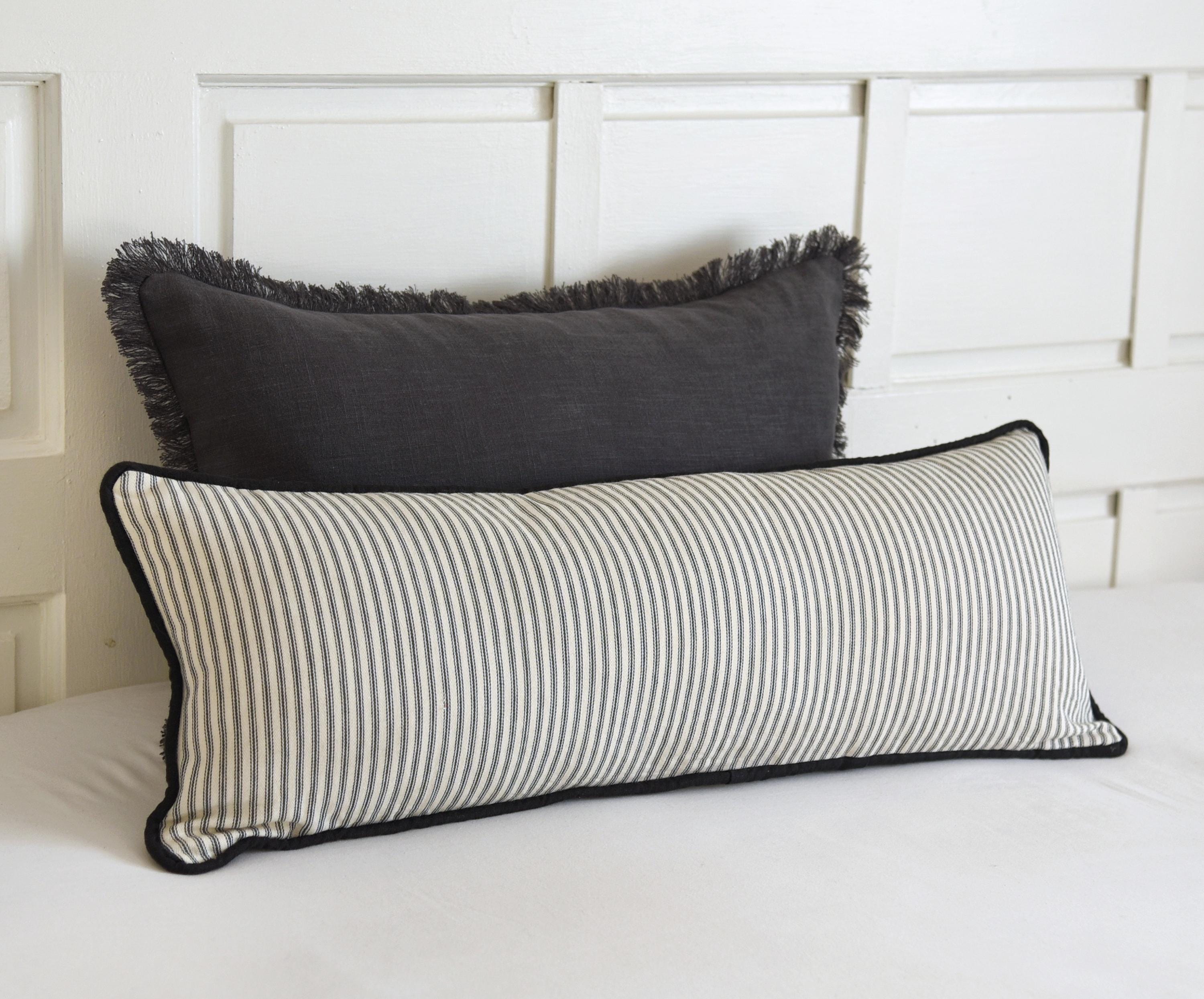 Accent Pillows Black And White Striped Lumbar Pillow Sunbrella Set