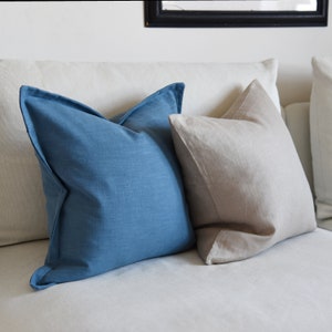 Linen Cushion Cover With a Flange Edge Various Sizes and Custom sizes, Square and Lumbar, 39 Colours