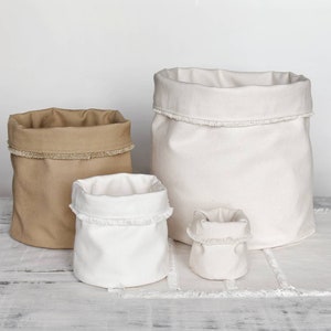 Fabric Storage Basket | Bread Basket | Home Decor Planter Basket | Plant Pot Cover | Cotton | Washable | Storage Bin Small Items |