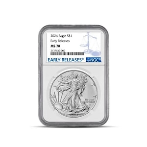 2024 - America Eagle 1 oz Silver Coin ER, Blue Label (MS70, NGC)