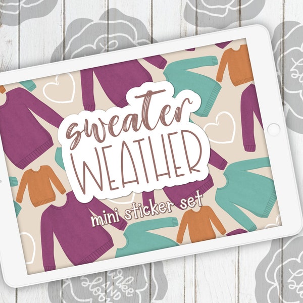 Sweater Weather Mini Digital Sticker Set, Planner Stickers, GoodNotes, ZoomNotes, PNGs