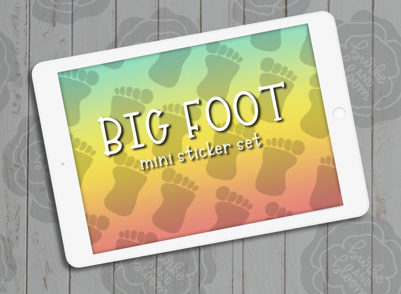 Big Foot Mini Digital Sticker Set, Planner Stickers, GoodNotes, PNGs image 1