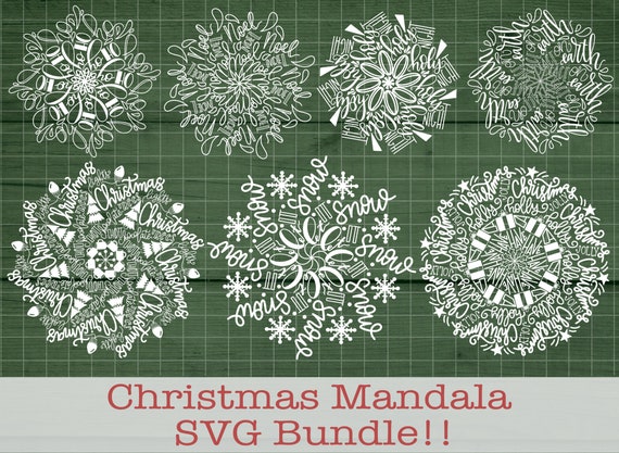 Download Free Christmas Mandala Svg Bundle Hand Drawn Svgshand Lettered Etsy SVG DXF Cut File